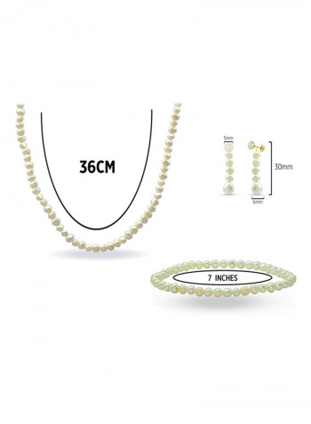 10 Karat Gold With Pearls Jewellery Set