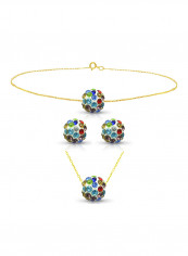 10 Karat Solid Yellow Gold Simple 10 mm Crystal Ball Jewellery Set