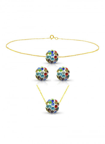 10 Karat Solid Yellow Gold Simple 10 mm Crystal Ball Jewellery Set