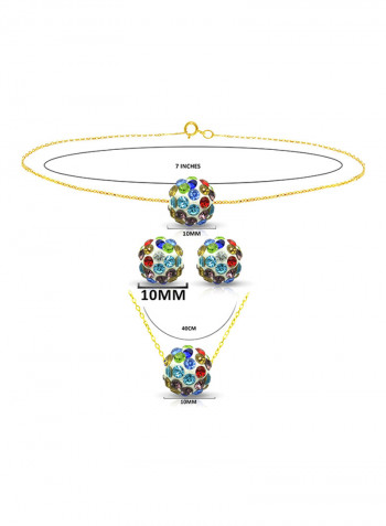 10 Karat Solid Yellow Gold Simple 10 mm Crystal Ball Jewellery Set