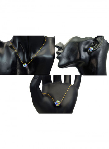 10 Karat Solid Yellow Gold Simple 10 mm Crystal Ball Jewellery Set