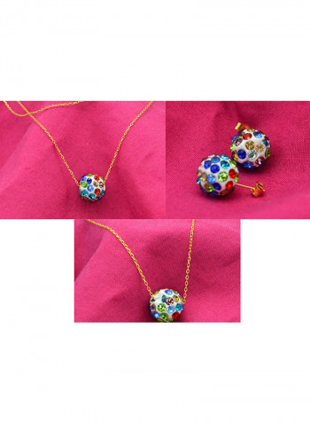 10 Karat Solid Yellow Gold Simple 10 mm Crystal Ball Jewellery Set
