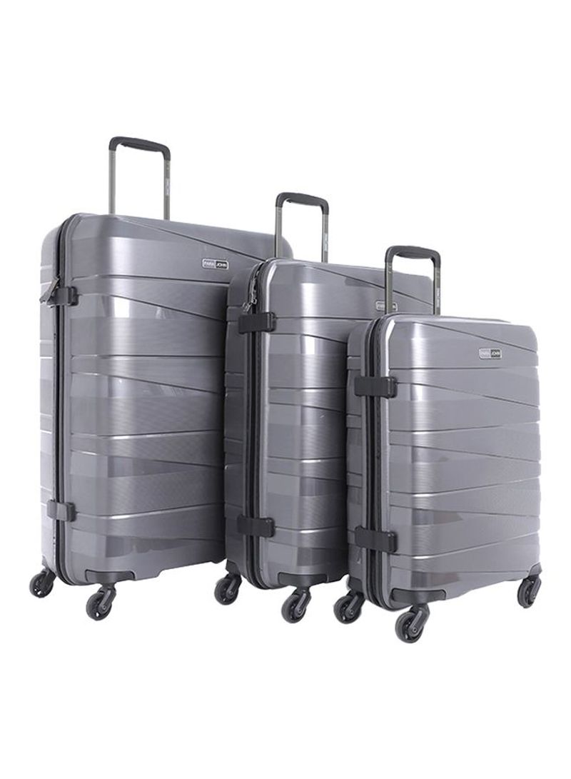 Garnet Hardside 3 Piece Luggage Trolley Set Metallic Grey