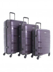 Garnet Hardside 3 Piece Luggage Trolley Set Purple