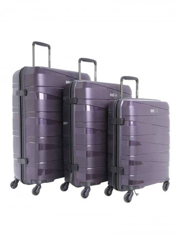 Garnet Hardside 3 Piece Luggage Trolley Set Purple