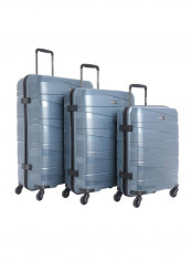 Garnet Hardside 3 Piece Luggage Trolley Set Metallic Blue