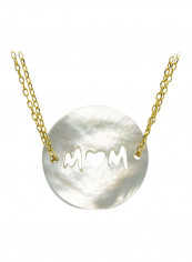 18k Gold Double Link Butterfly Shape Mother Of Pearl Necklace
