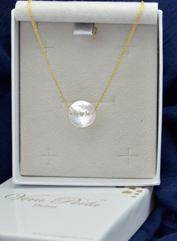 18k Gold Double Link Butterfly Shape Mother Of Pearl Necklace