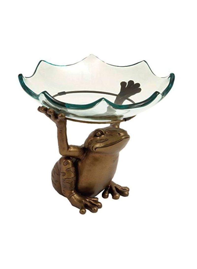Decorative Bowl With Frog Brown/Clear 12x10inch