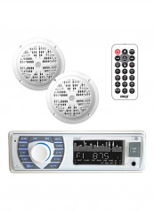 6 Piece Bluetooth Marine Stereo Receiver And Speaker Kit B06XD6WJFW White