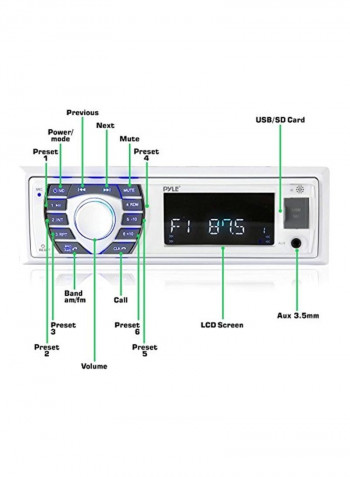 6 Piece Bluetooth Marine Stereo Receiver And Speaker Kit B06XD6WJFW White