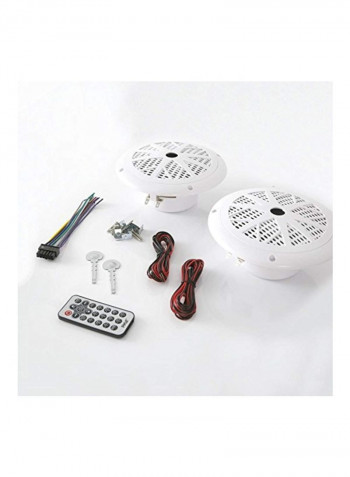 6 Piece Bluetooth Marine Stereo Receiver And Speaker Kit B06XD6WJFW White