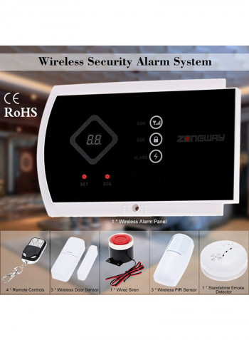 Wireless Security Alarm System With Remote Control White
