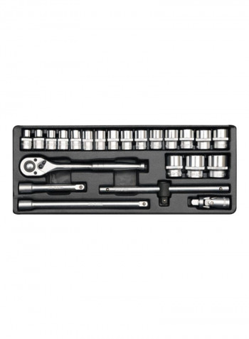 23-Piece Socket Set Silver/Black 250millimeter
