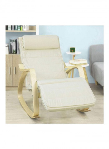 Lounge Chair Recliner with Footrest White/Beige