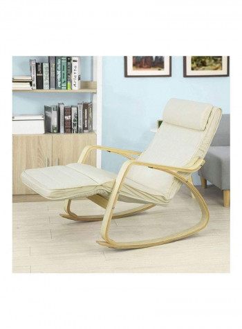 Lounge Chair Recliner with Footrest White/Beige