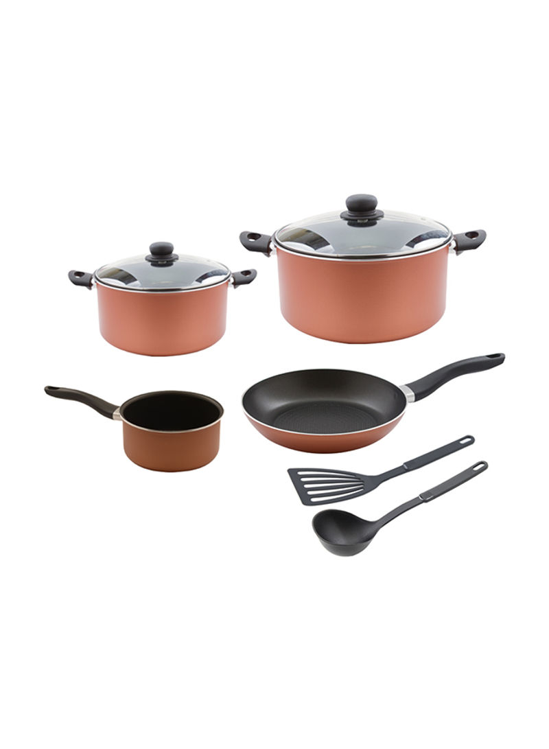 8-Piece Cookware Set With Lid Brown
