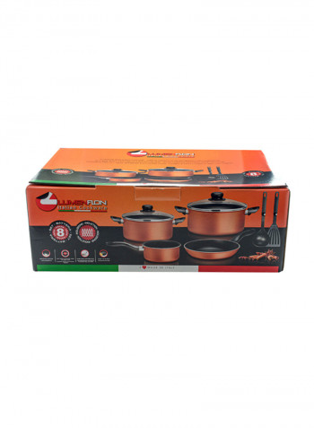 8-Piece Cookware Set With Lid Brown