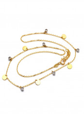 18k Gold 2 Color Rosary Dangler Round Adjustable Size Necklace