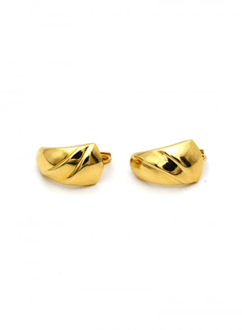 18k Gold Plain Curved Earring Set