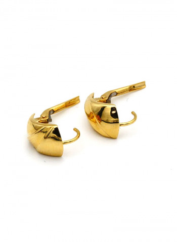 18k Gold Plain Curved Earring Set