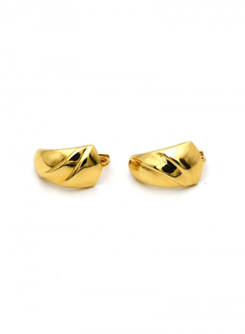 18k Gold Plain Curved Earring Set
