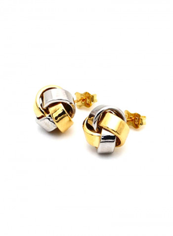 18k Gold Twisted Round Earring Set