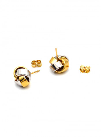 18k Gold Twisted Round Earring Set