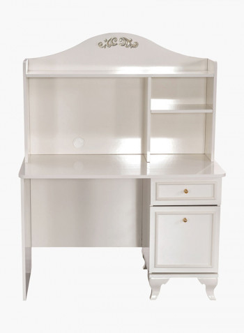 Isabella Study Desk With Hutch Cabinet White 115x150x115centimeter
