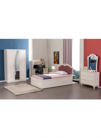 Isabella Study Desk With Hutch Cabinet White 115x150x115centimeter