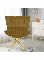 Regano Velvet Accent Chair Brown/Gold 92.5 x 74.5 x 77cm