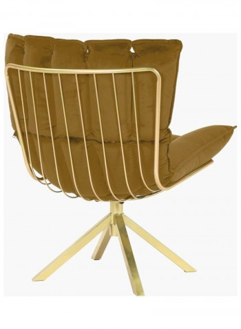 Regano Velvet Accent Chair Brown/Gold 92.5 x 74.5 x 77cm