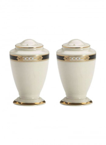 2-Piece Salt And Pepper Set White/Black/Gold 3.5inch