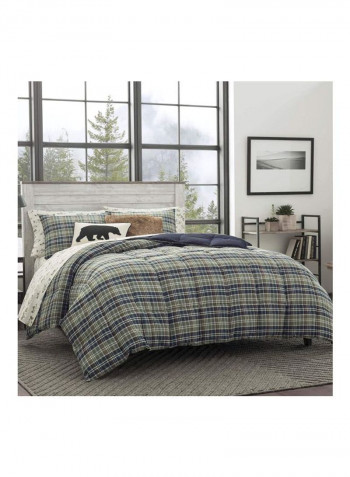 3-Piece Rugged Plaid Comforter Set Polyester Dune Queen