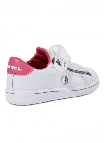 Kids Zip Detail Sneakers White/Pink