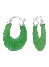 925 Sterling Silver And Jade Hoop Earrings