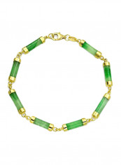 925 Sterling Silver Jade Bar Link Bracelet