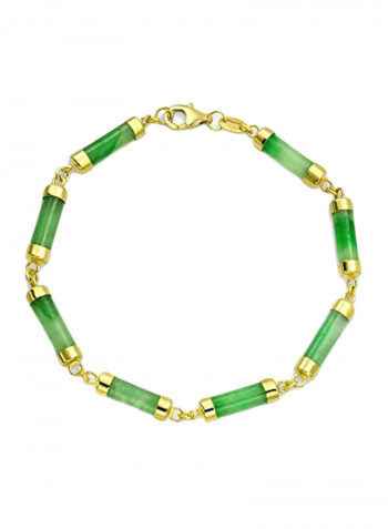 925 Sterling Silver Jade Bar Link Bracelet
