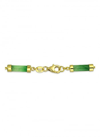 925 Sterling Silver Jade Bar Link Bracelet
