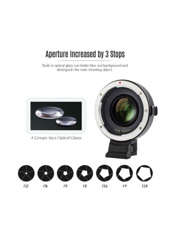 EF-E II Auto Focus Lens Mount Adapter For Canon EF/Sony E-mount Camera Black/Silver