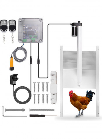 Infrared Chicken Cage Controller Actuator Motor Coop Door Automatic Opener Kit White 68cm