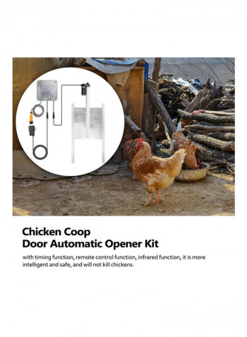 Infrared Chicken Cage Controller Actuator Motor Coop Door Automatic Opener Kit White 68cm