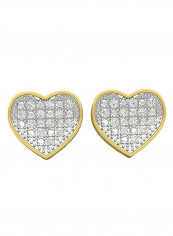18K Gold Plated Round Diamond Sterling Silver Earrings