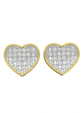 18K Gold Plated Round Diamond Sterling Silver Earrings