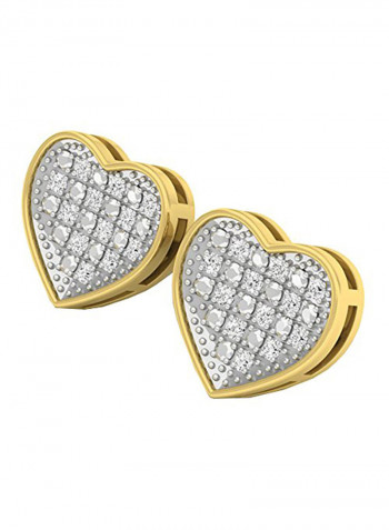 18K Gold Plated Round Diamond Sterling Silver Earrings