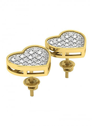 18K Gold Plated Round Diamond Sterling Silver Earrings