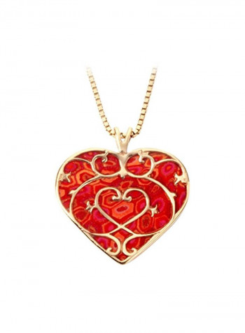 925 Sterling Silver Gold Plated Fleur-de-Lis Heart Designed Pendant Necklace