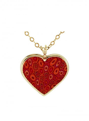 925 Sterling Silver Gold Plated Fleur-de-Lis Heart Designed Pendant Necklace