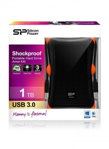 Armor A30 External Hard Drive 1TB Black/Orange