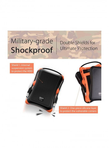Armor A30 External Hard Drive 1تيرابايت أسود /برتقالي.